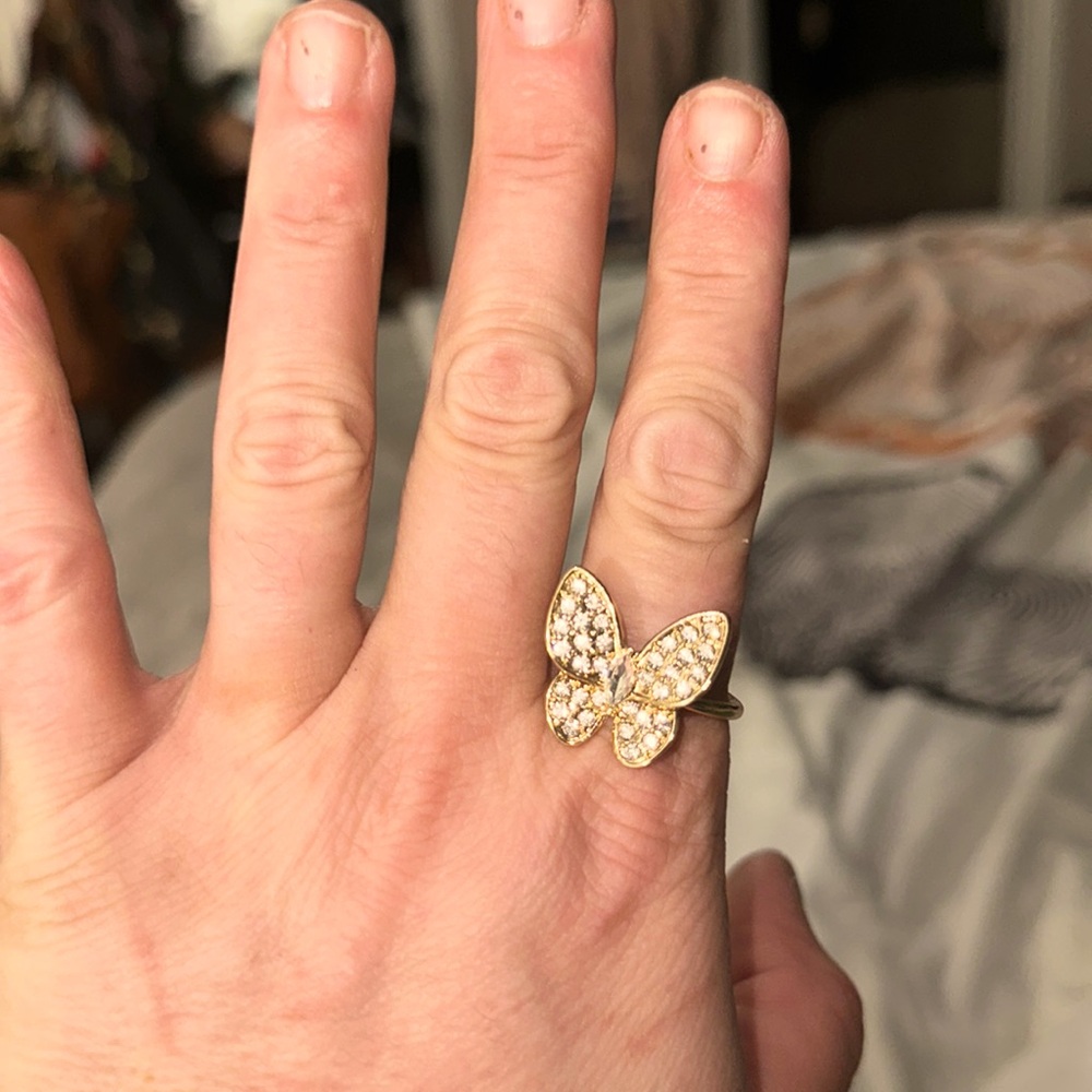 NWOT torrid diamond gold butterfly ring size 10-13 fits all fingers and thumb